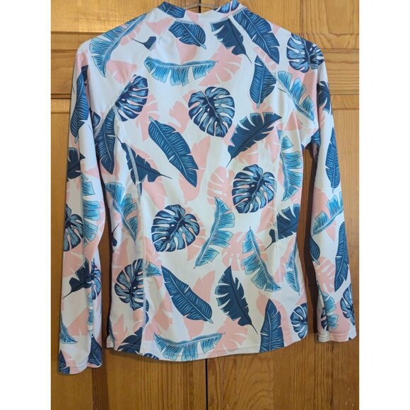 Tropical Floral Rash Guard Long Sleeve Swim Shirt Top UPF 50+ Size S - Picture 11 of 16